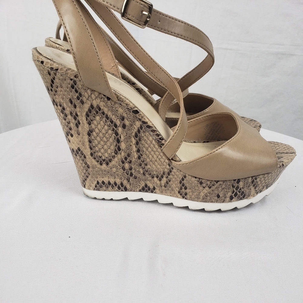 Nine West Nude Rockitdo Python Print Strappy Faux… - image 5